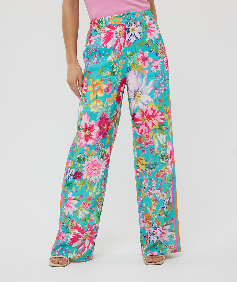 ESQUALO Aqua Floral Tropics Trousers