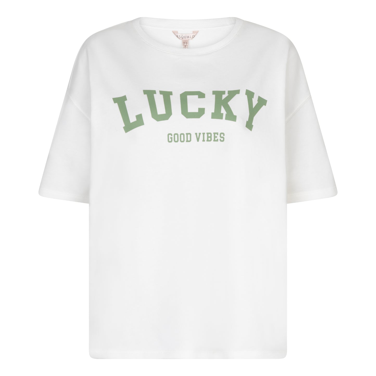 ESQUALO LUCKY Graphic Tee – White Cotton Blend Relaxed Fit T-Shirt