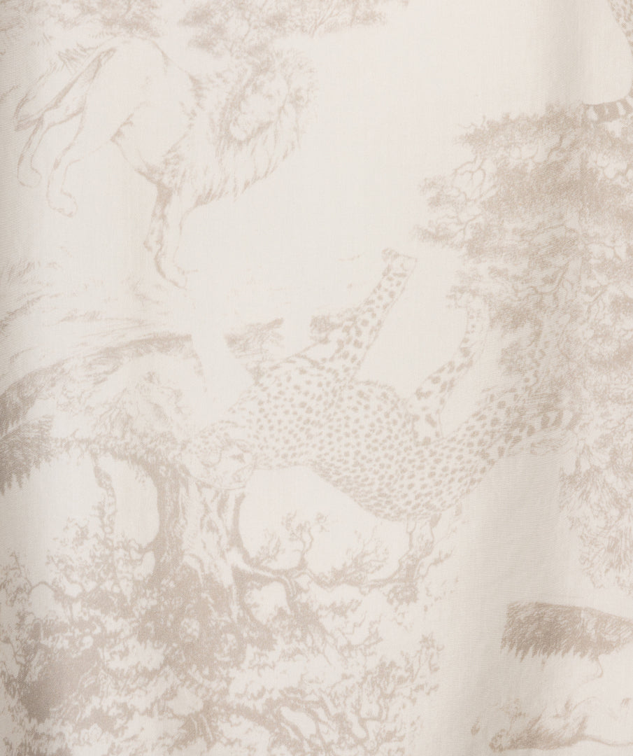 ESQUALO EDEN Safari Satin Blouse – Silky Soft Neutral Luxury Print Top