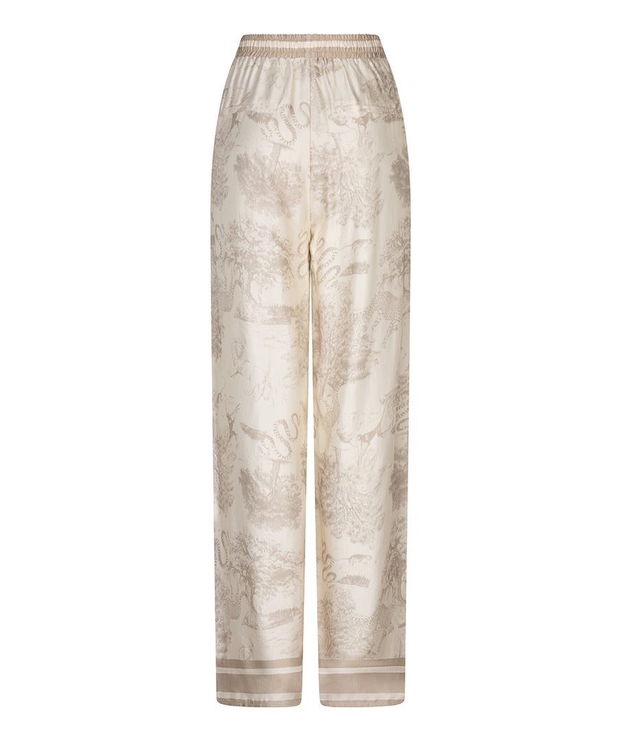ESQUALO EDEN Safari Satin Pants – Wide-Leg Neutral Luxury Trousers