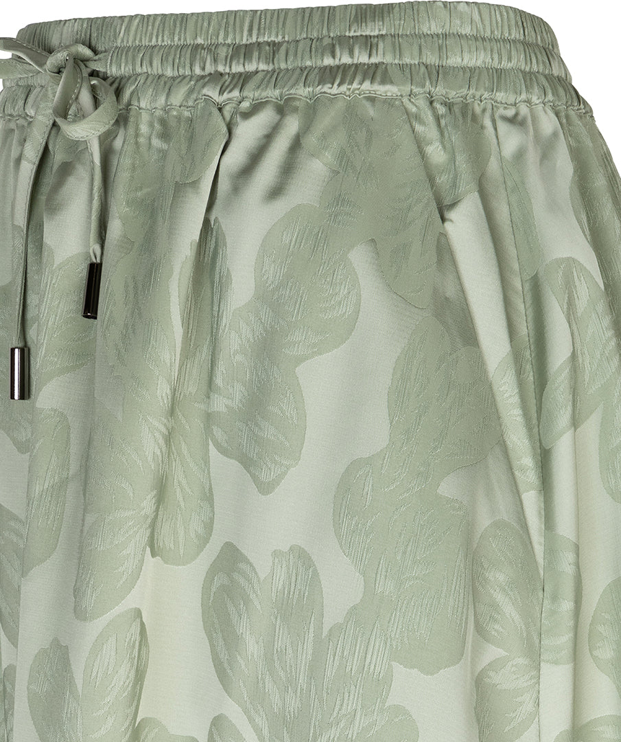 ESQUALO WILLOW Satin Jacquard Skirt – Sage Green Flowy Midi Skirt with Pockets