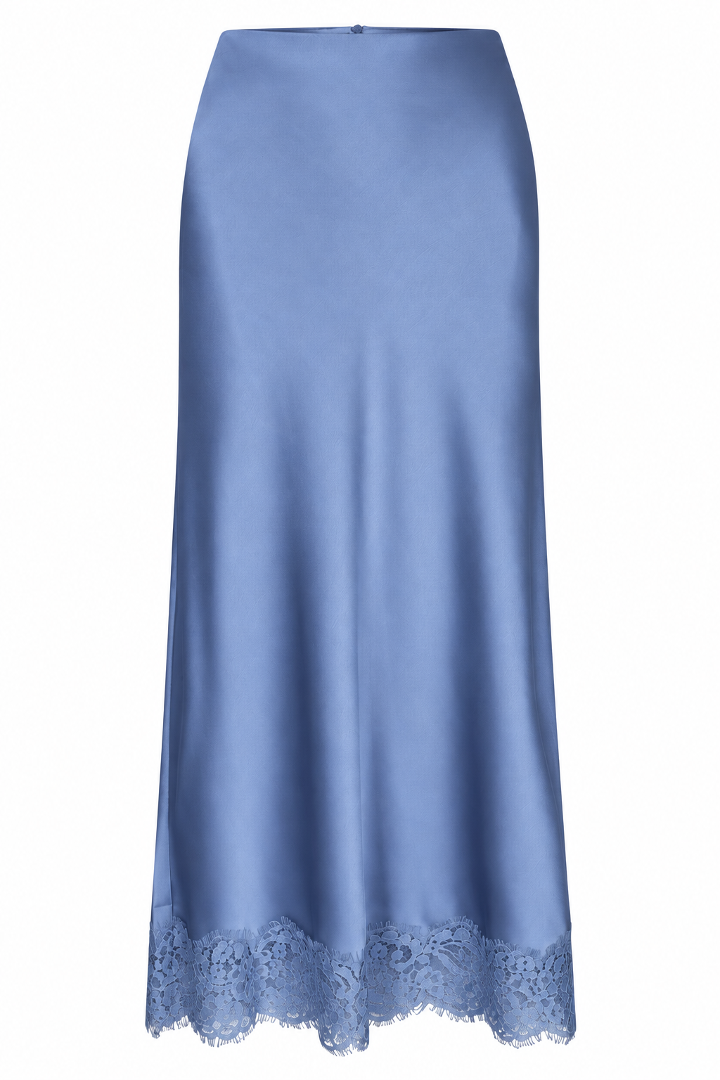 ESQUALO PHOEBE Slate Blue Satin Lace Midi Skirt