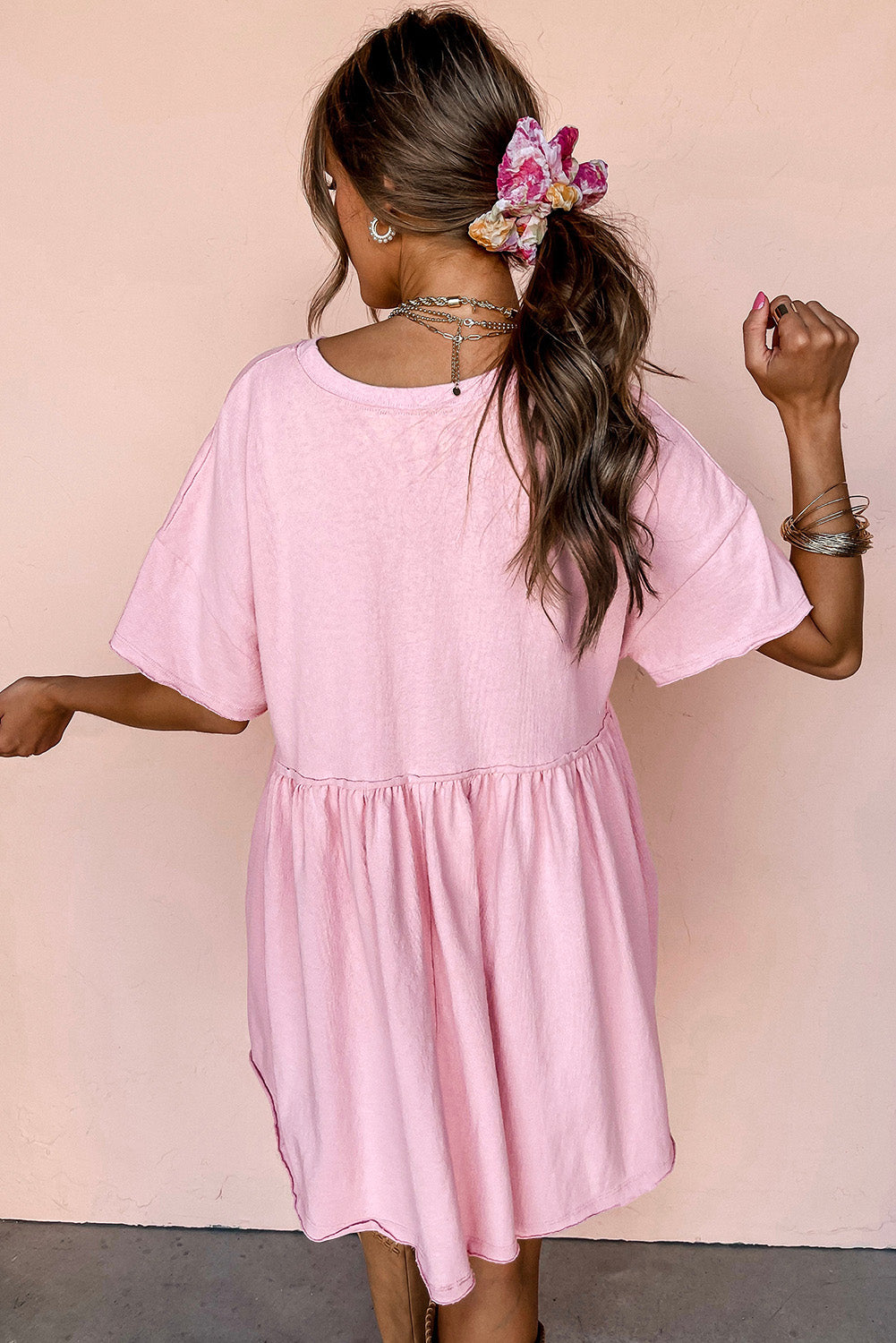 ROSIE Bubblegum Pink Babydoll T Shirt Dress