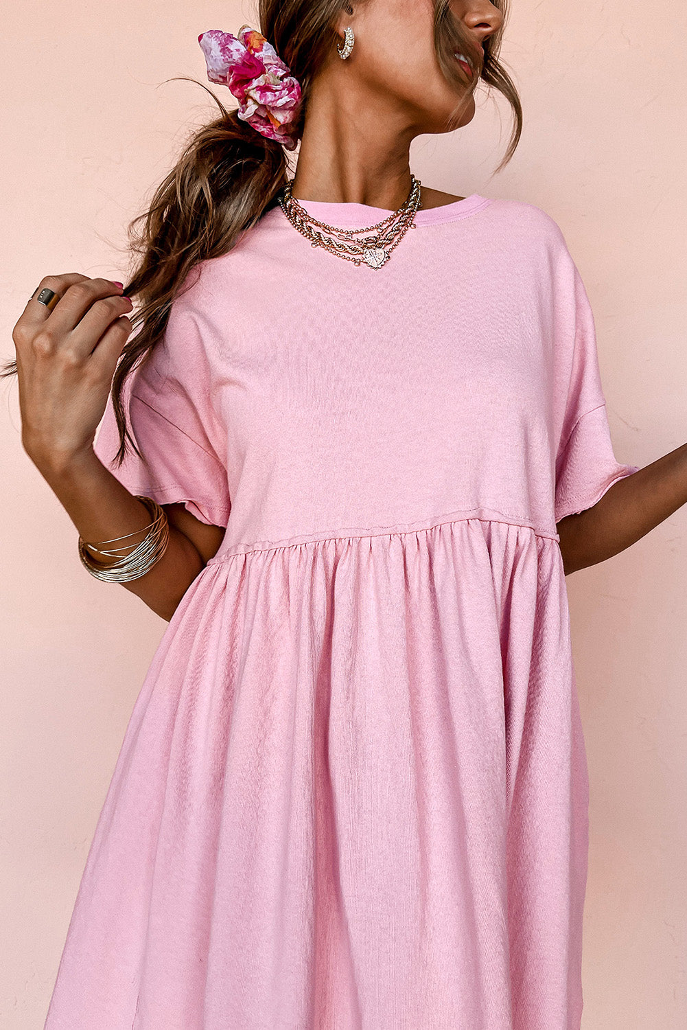 ROSIE Bubblegum Pink Babydoll T Shirt Dress
