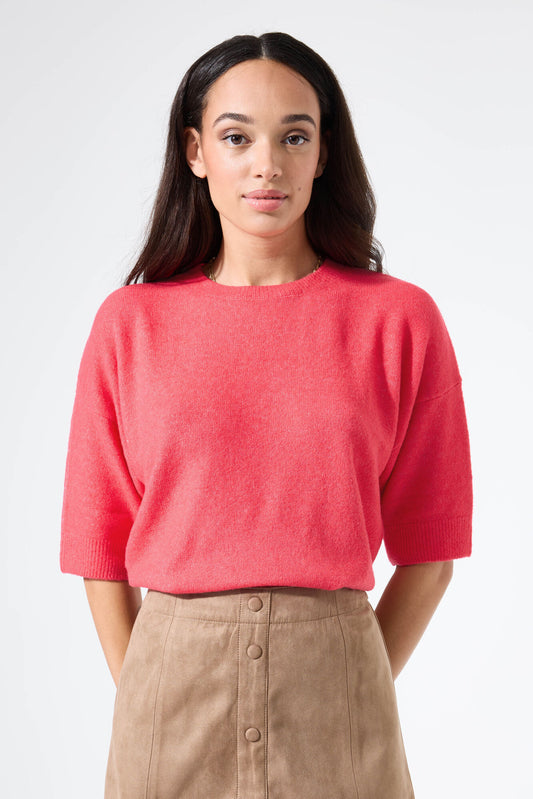 GARCIA MELROSE Coral Pink Short Sleeve Pullover Knit