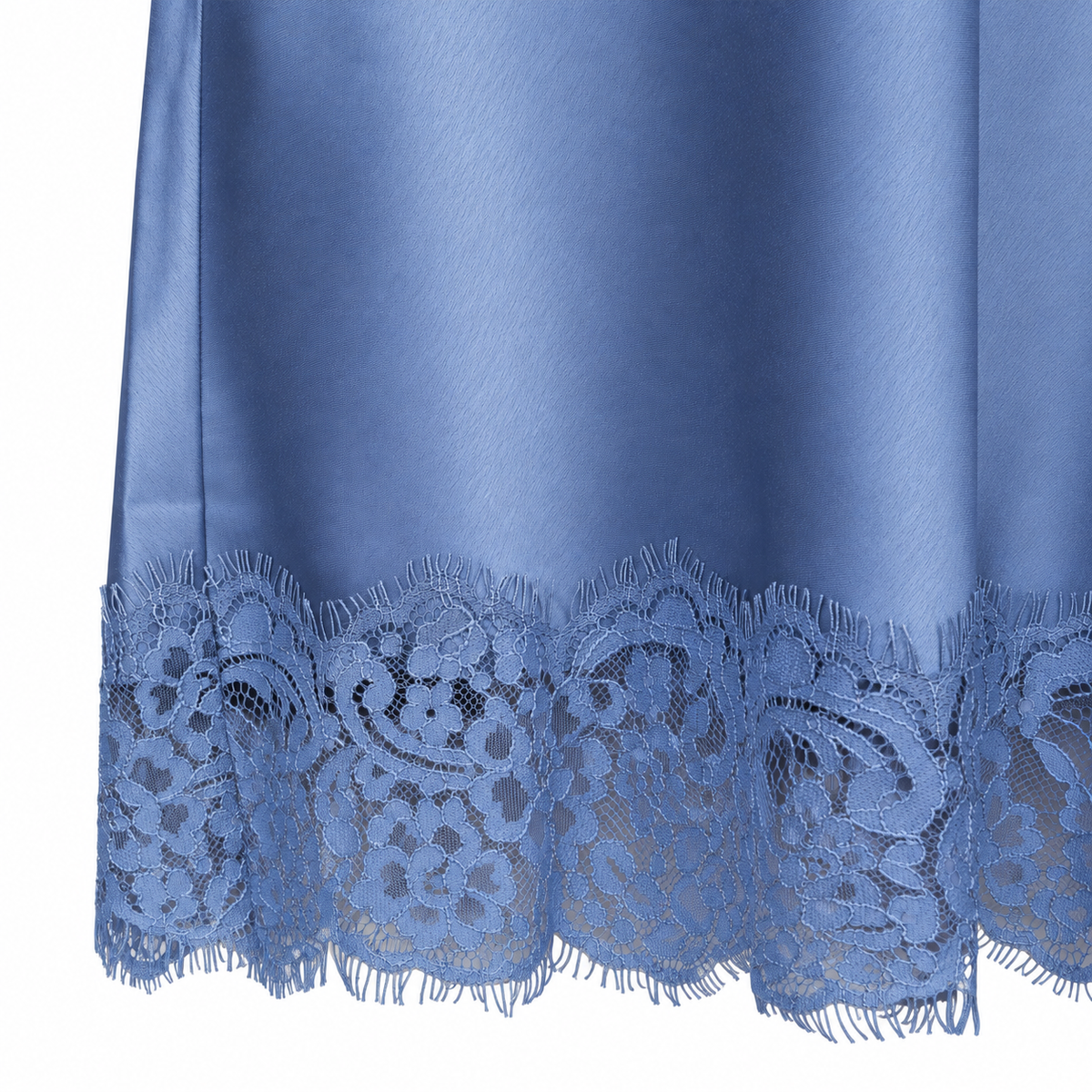 ESQUALO PHOEBE Slate Blue Satin Lace Midi Skirt