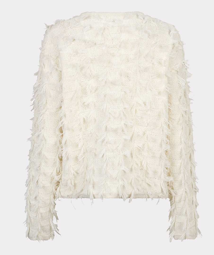 ESQUALO SALLY Cream Fringe Gold Button Knit