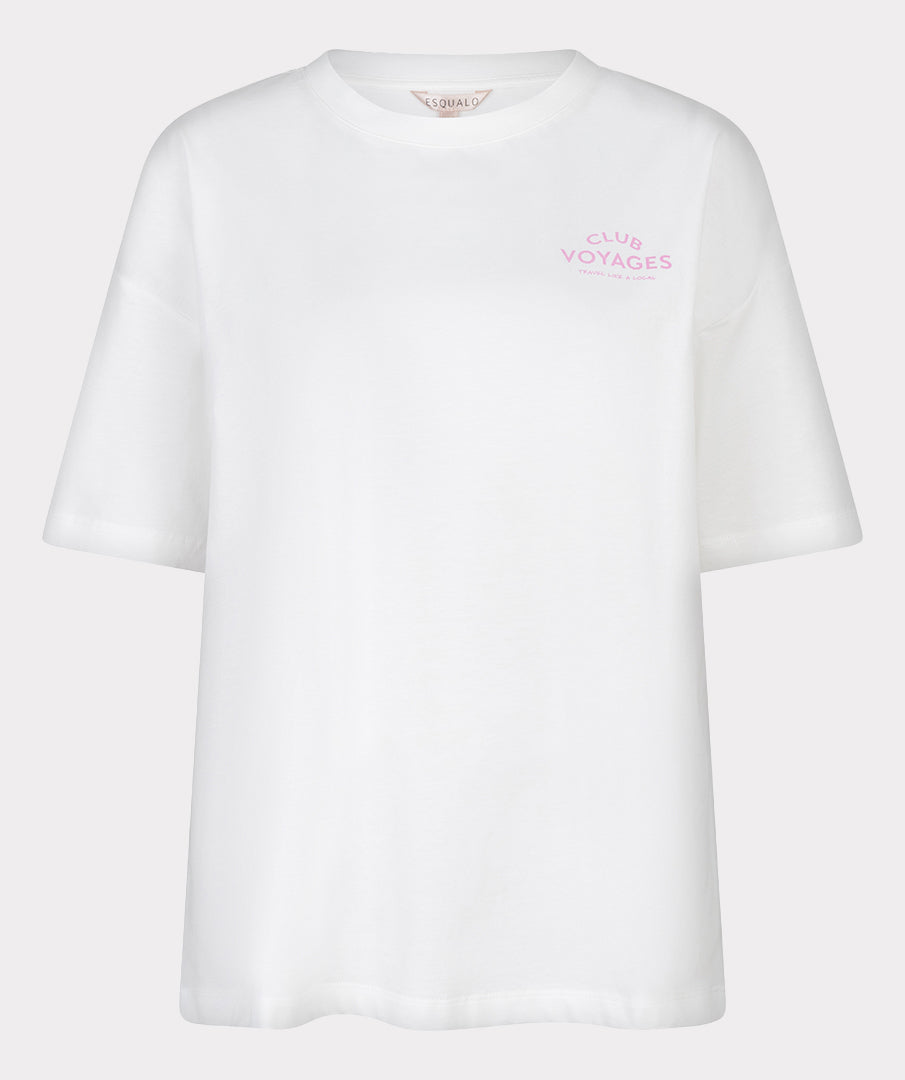 ESQUALO GIGI TRAVEL Exotic Colorful Floral Print White Tee