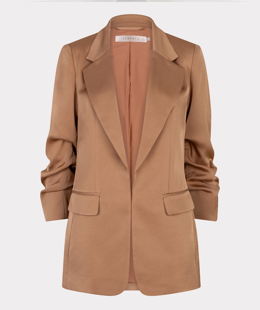 ESQUALO EMERY Tan Cappucino Café 3/4 Sleeve Luxe Blazer Jacket