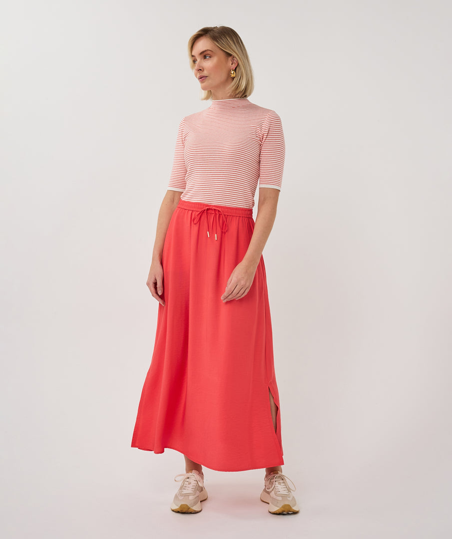 ESQUALO Jane Skirt – Chili Red Tencel-Blend Skirt with Elastic Waist & Drawstring