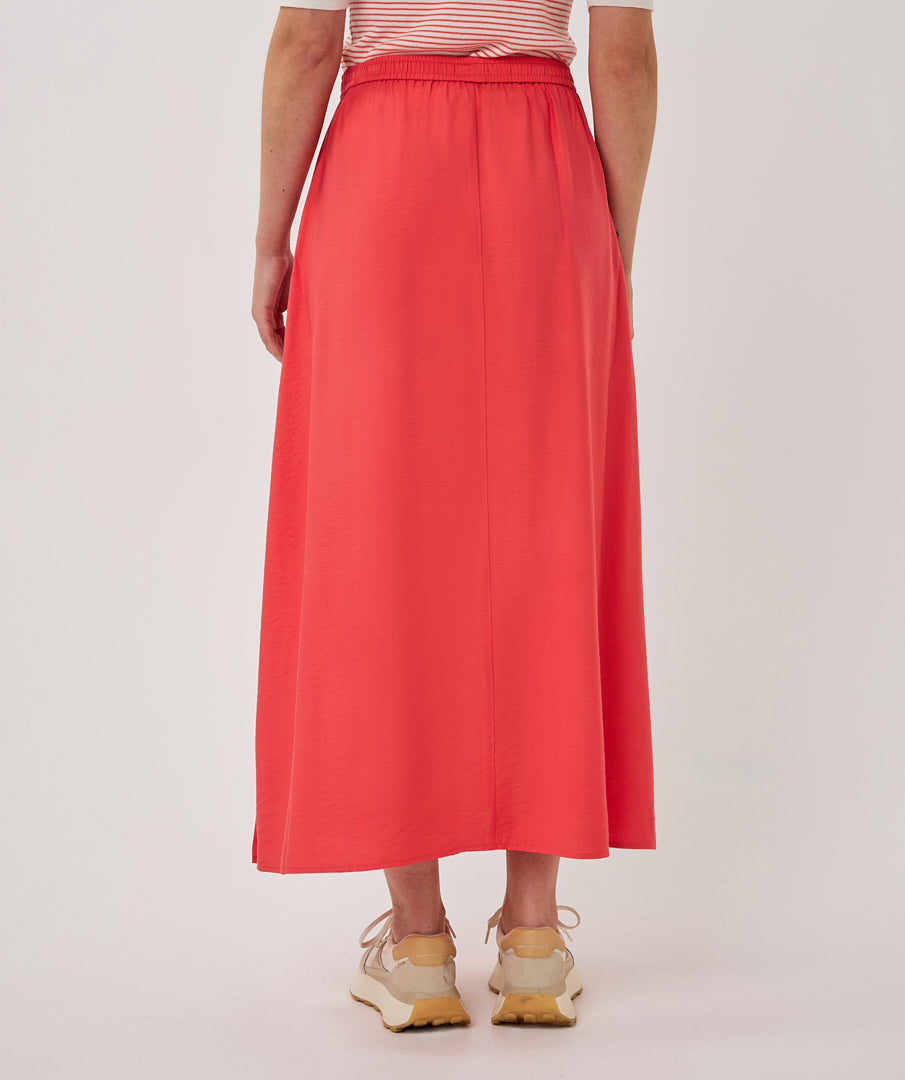 ESQUALO Jane Skirt – Chili Red Tencel-Blend Skirt with Elastic Waist & Drawstring
