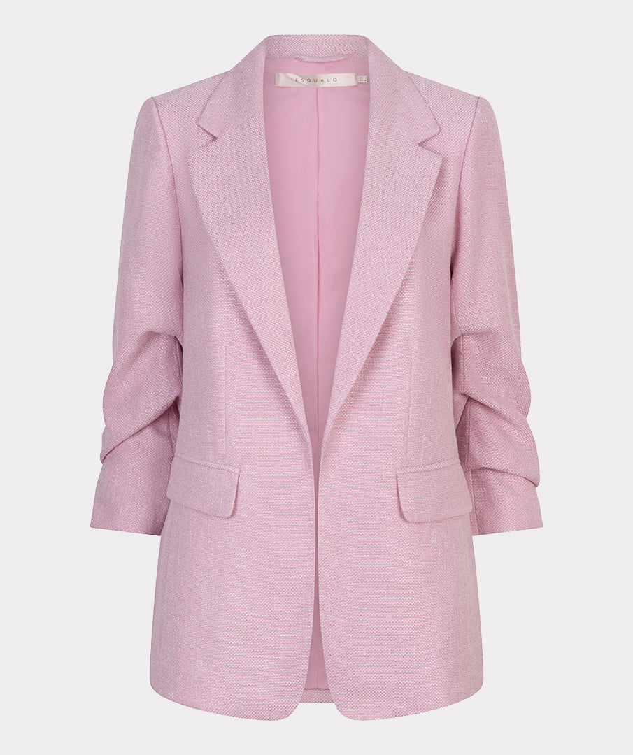 ESQUALO ROSE Fresh Pink Linen-Look 3/4 Sleeve Blazer Jacket
