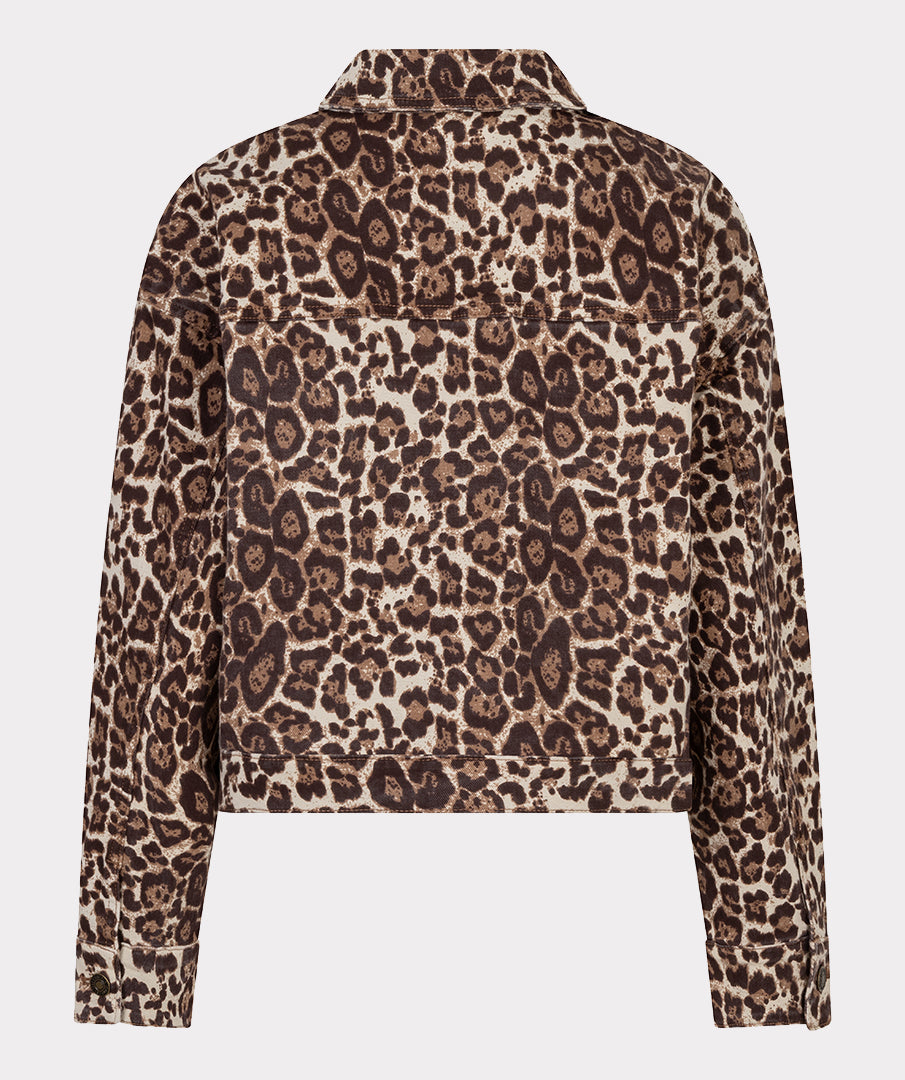 ESQUALO ASHTON Leopard Boxy Fit Denim Jean Jacket
