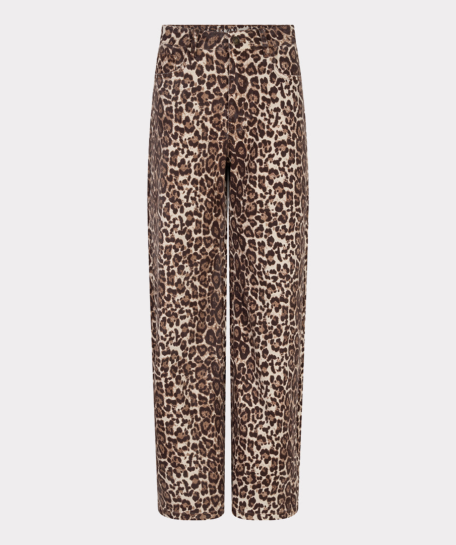 ESQUALO ASHTON Leopard Print Denim Jean Trousers