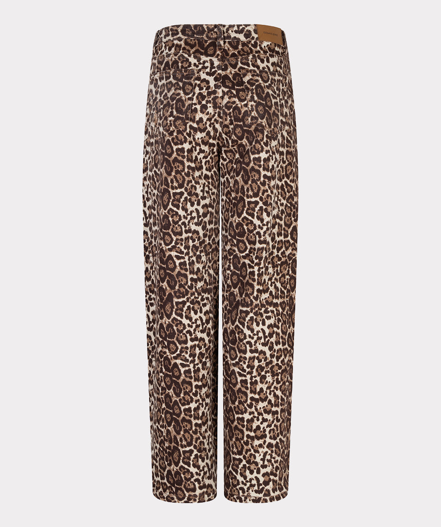 ESQUALO ASHTON Leopard Print Denim Jean Trousers