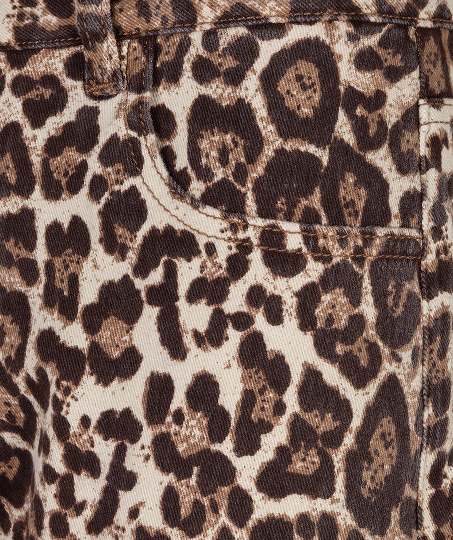 ESQUALO ASHTON Leopard Print Denim Jean Trousers
