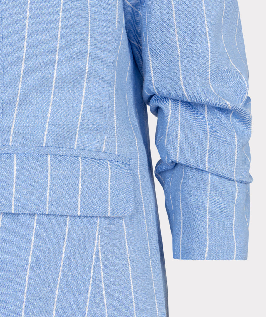 ESQUALO Blue White Striped Linen Blend Blazer