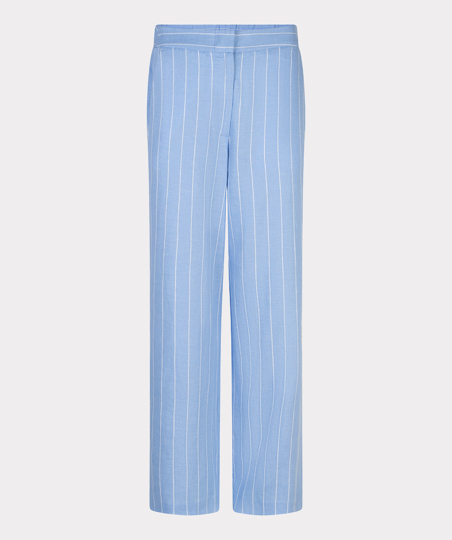 ESQUALO Blue White Striped Linen Blend Trousers