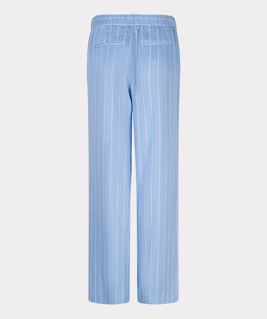 ESQUALO Blue White Striped Linen Blend Trousers