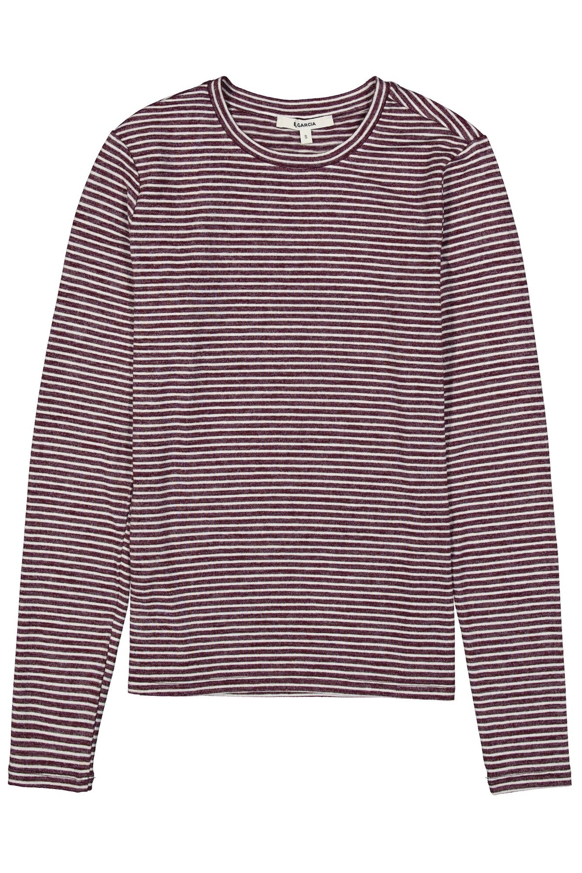GARCIA LISA Burgundy Red & Cream Striped Long Sleeve Top