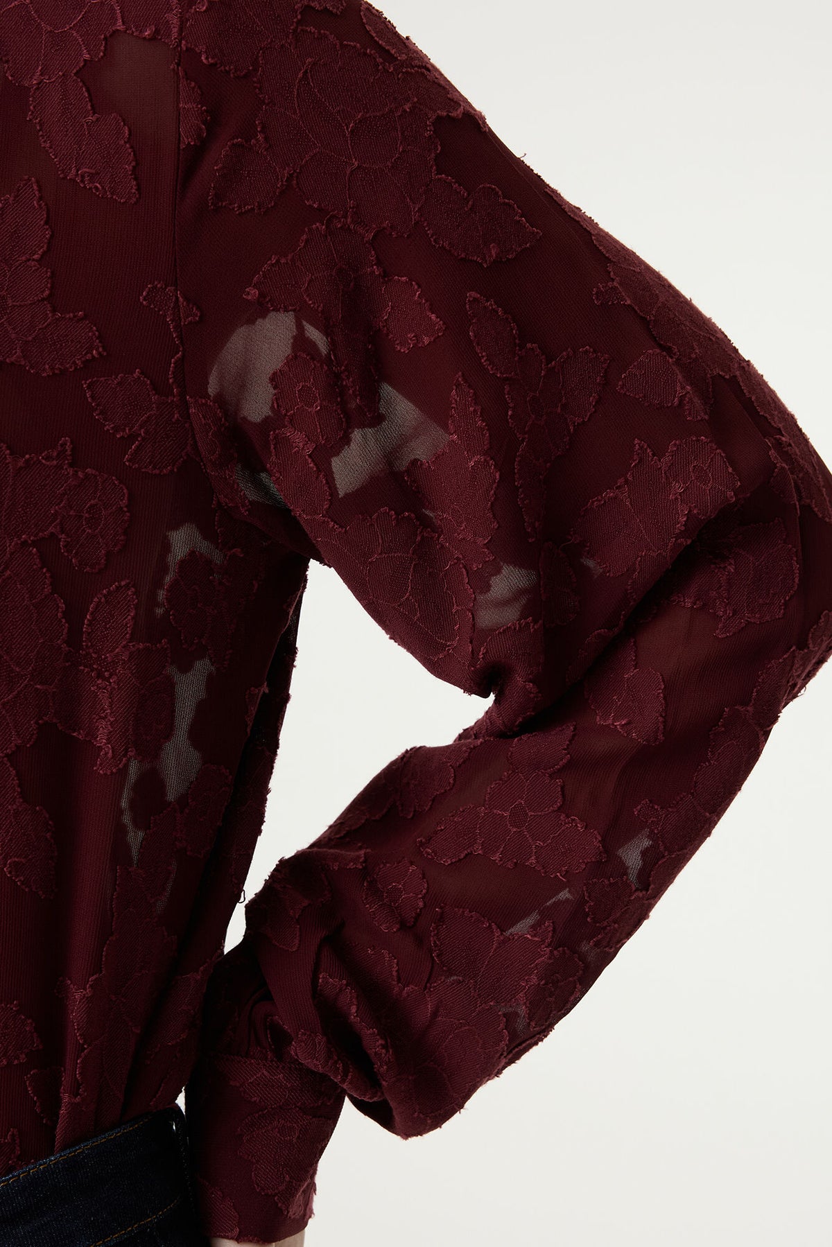 GARCIA LEIGHTON Blouse en jacquard floral bordeaux et bordeaux