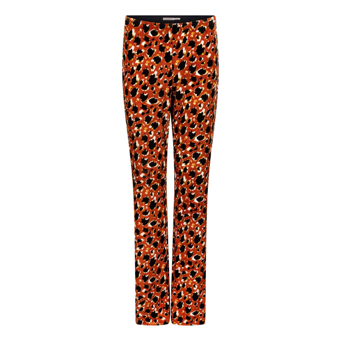 ESQUALO Orange Velvet Leopard Flared Pants