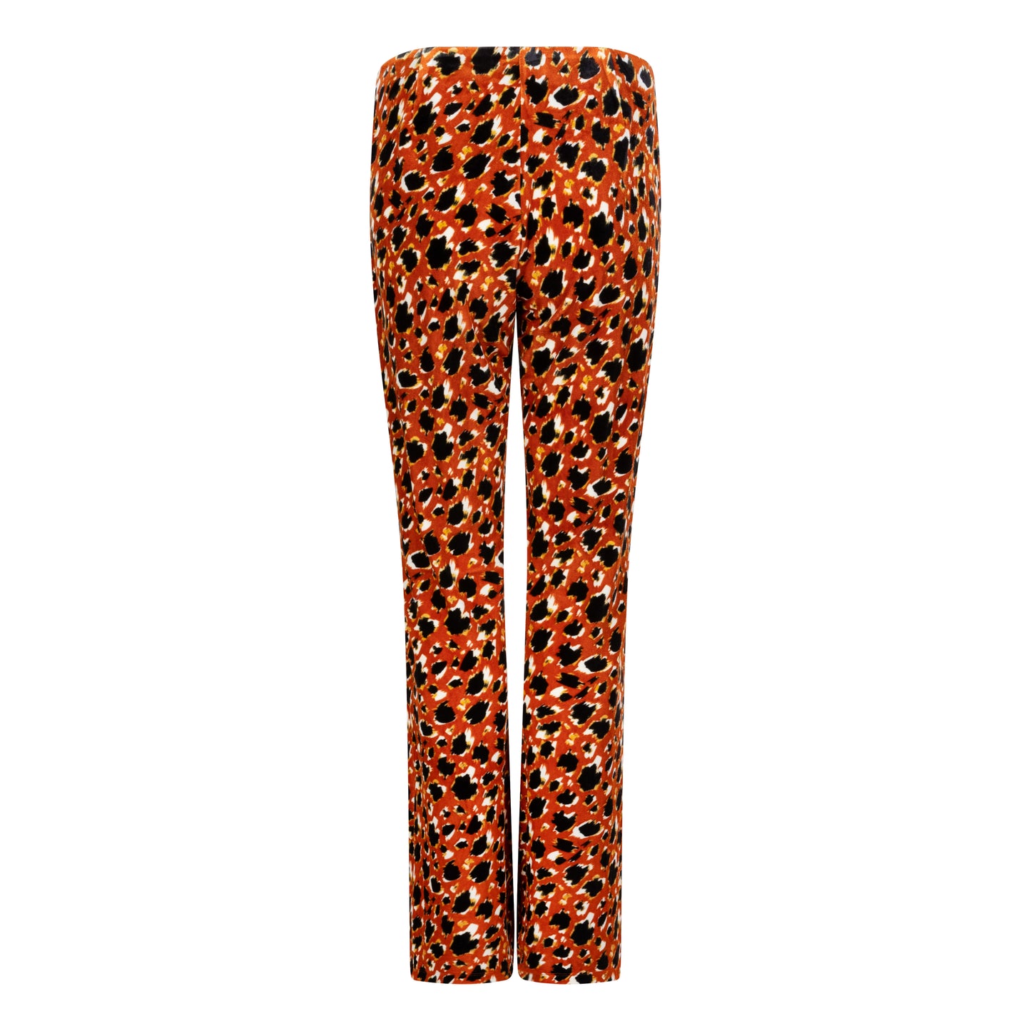 ESQUALO Orange Velvet Leopard Flared Pants