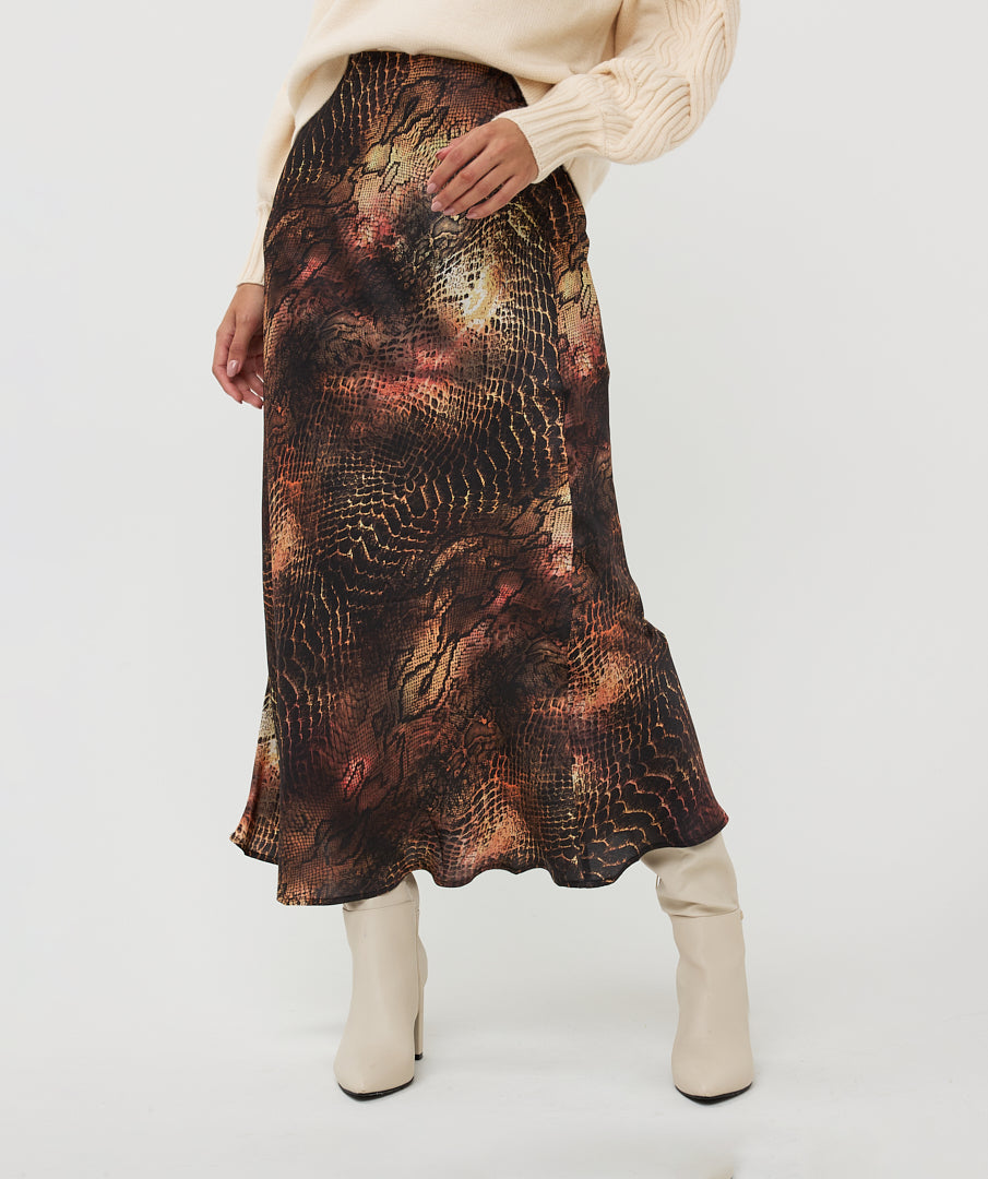 ESQUALO "Sneaky Eve'' Snake Print Long Skirt