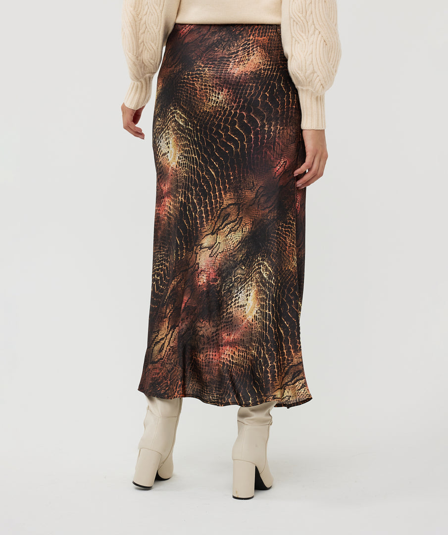 ESQUALO "Sneaky Eve'' Snake Print Long Skirt
