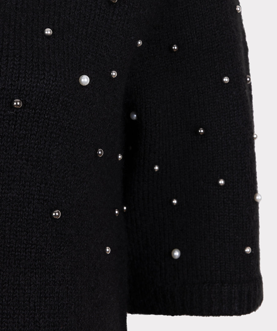 ESQUALO ELENA Black Pearl Knit Dress