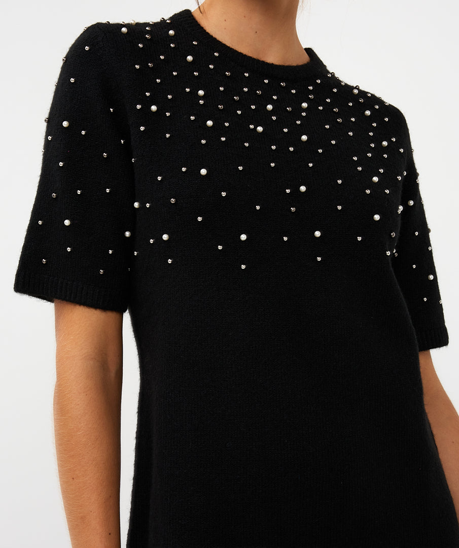ESQUALO ELENA Black Pearl Knit Dress