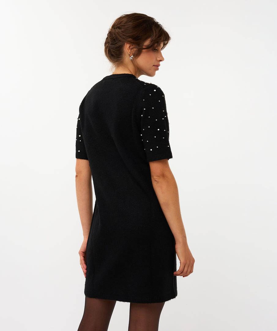 ESQUALO ELENA Black Pearl Knit Dress
