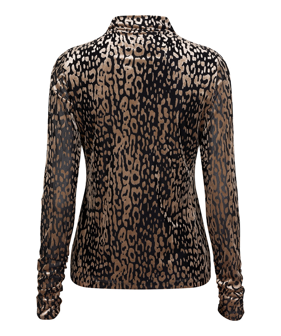 ESQUALO SAHARA Black & Gold Mesh Longsleeve Top
