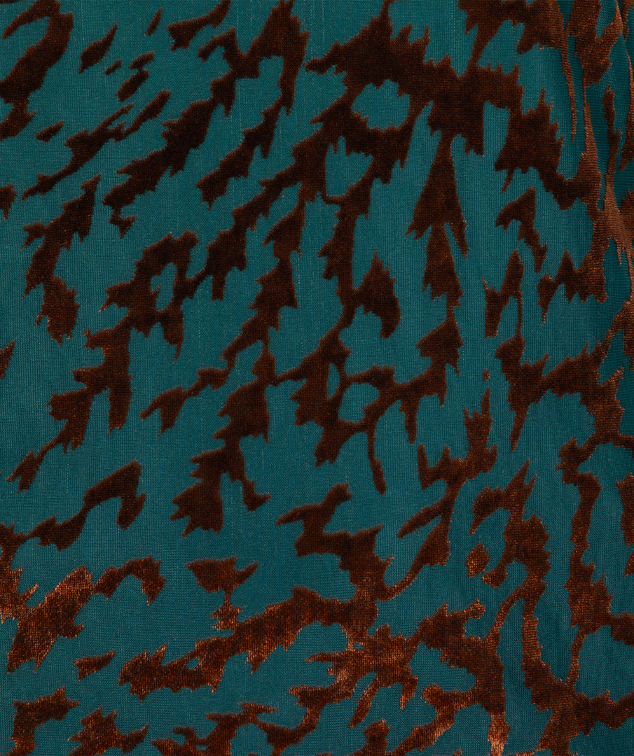ESQUALO EMBERLY Copper & Teal Leopard Print Mesh Longsleeve Top
