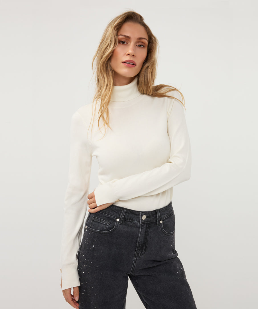 ESQUALO JAMIE Black Rhinestone Embellished Wide Leg Jeans
