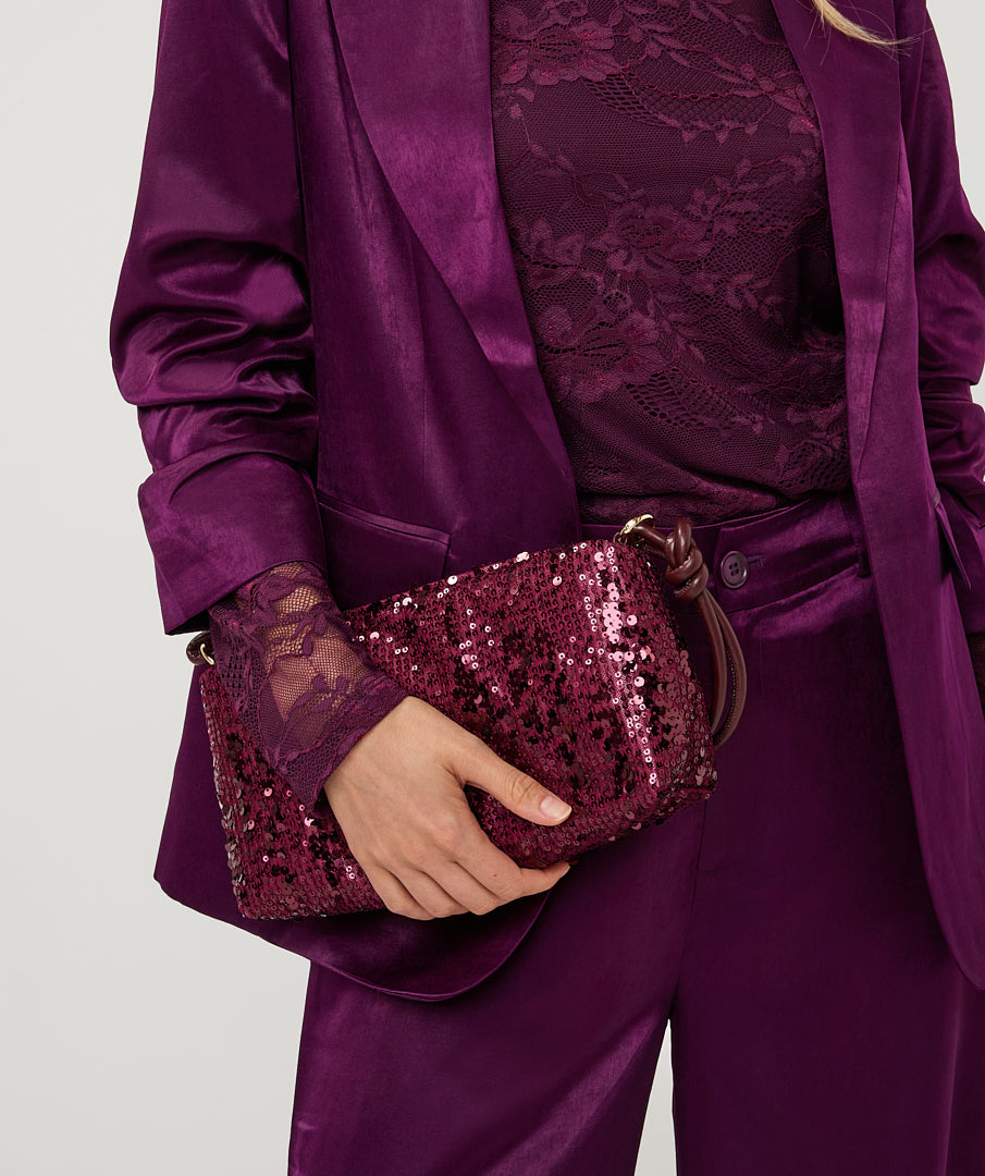ESQUALO DAKOTA Beetroot Burgundy Purple Satin Blazer