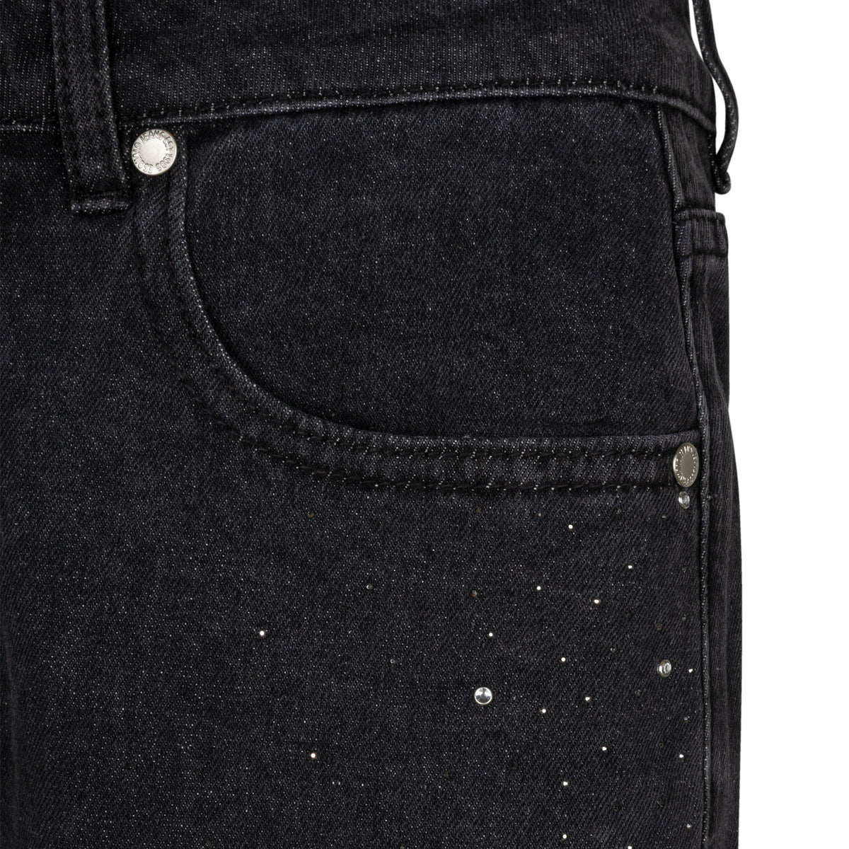 ESQUALO JAMIE Black Rhinestone Embellished Wide Leg Jeans