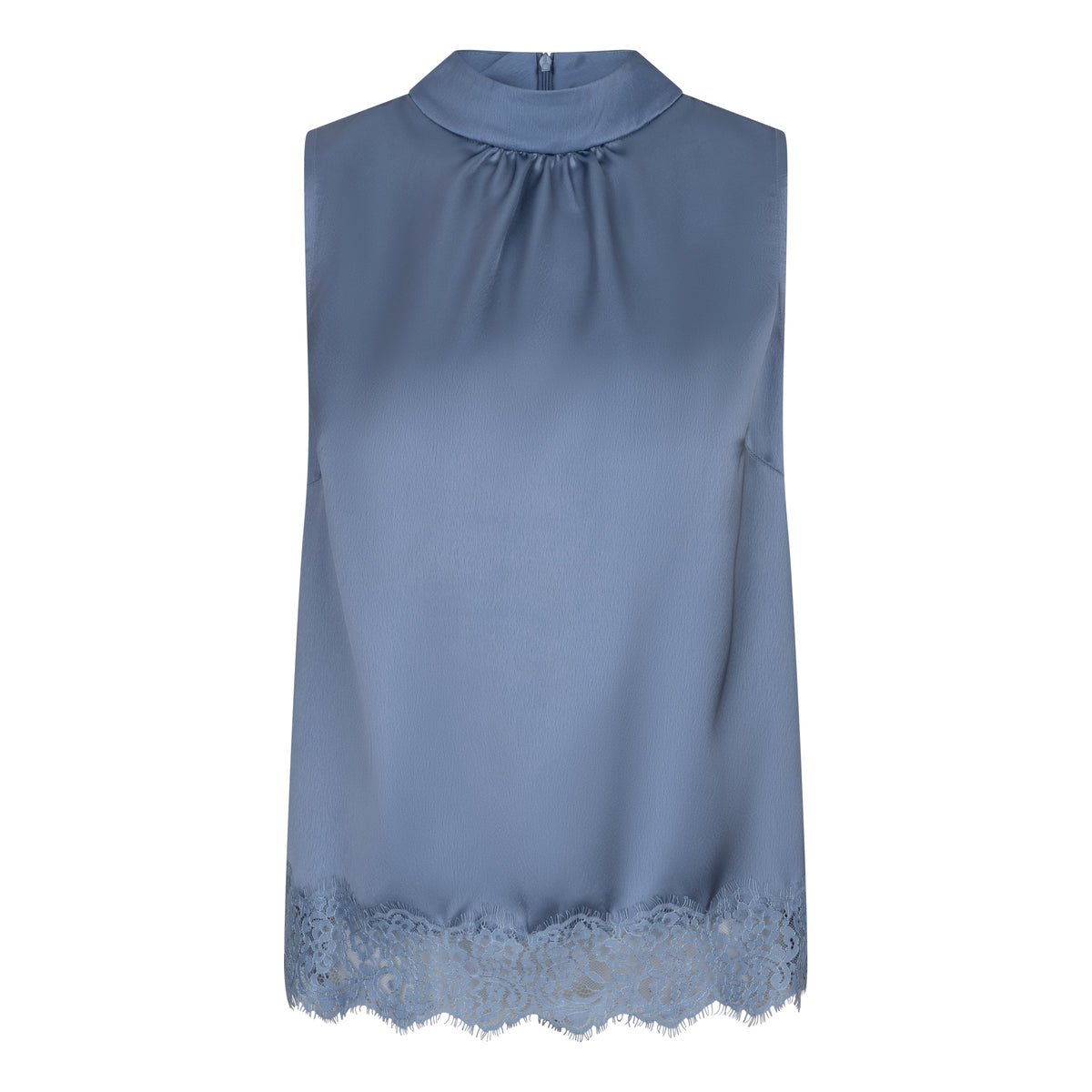 ESQUALO PHOEBE Slate Blue Satin Lace Top