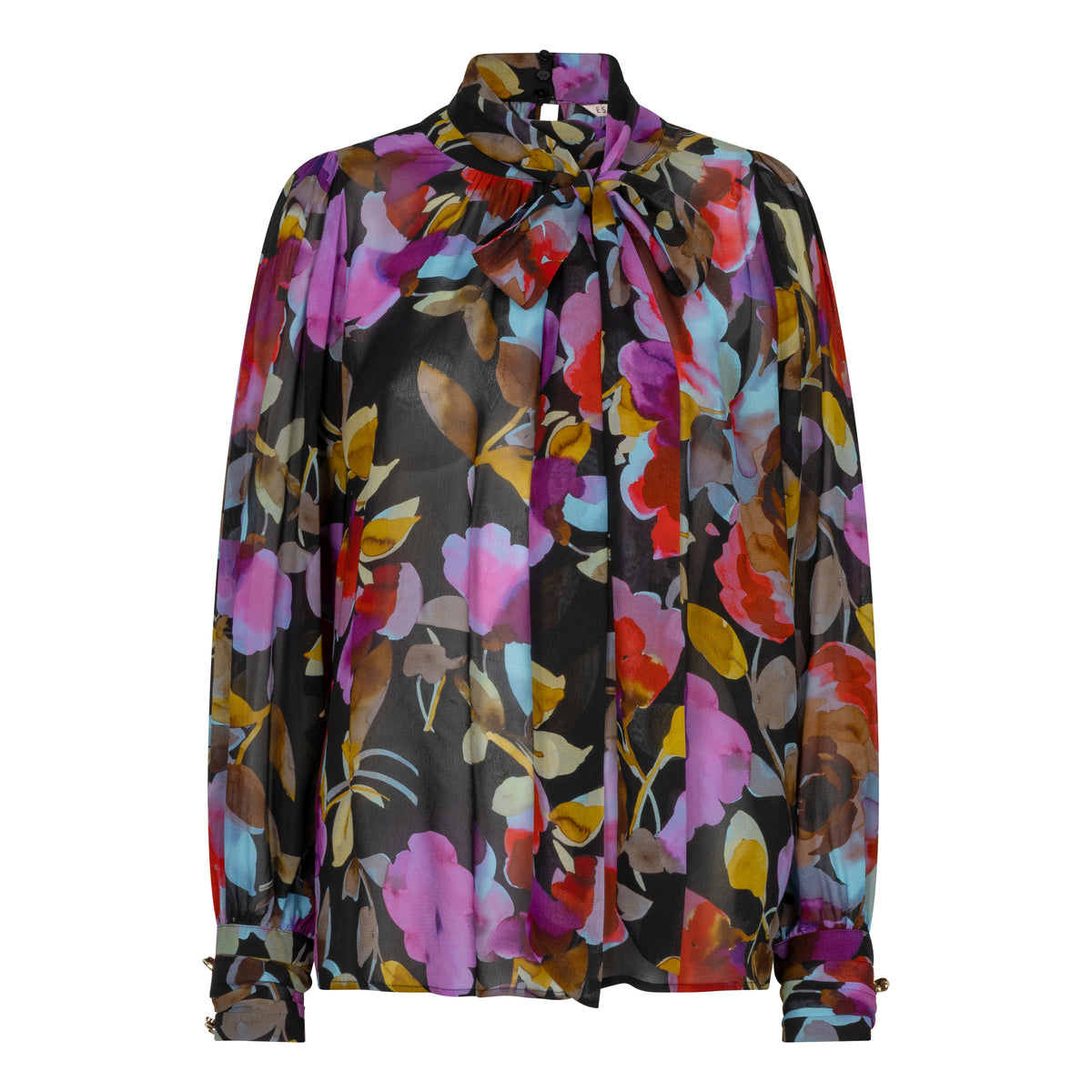 ESQUALO BLOSSOM Multicolor Floral Bow-Tie Blouse