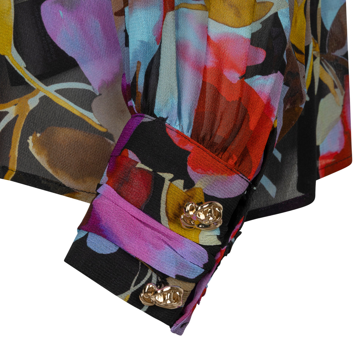 ESQUALO BLOSSOM Multicolor Floral Bow-Tie Blouse