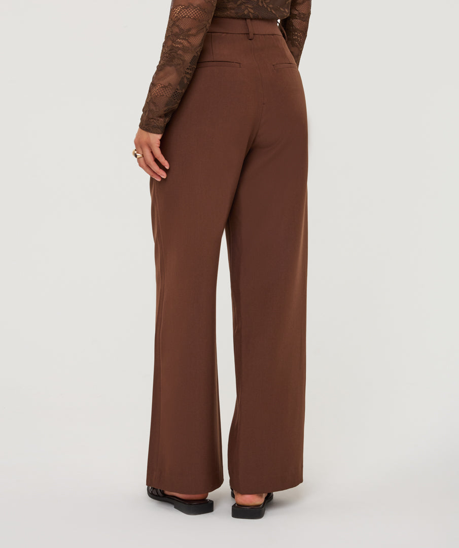 ESQUALO DEBBIE Cinnamon Coffee Brown Wide Leg Trousers