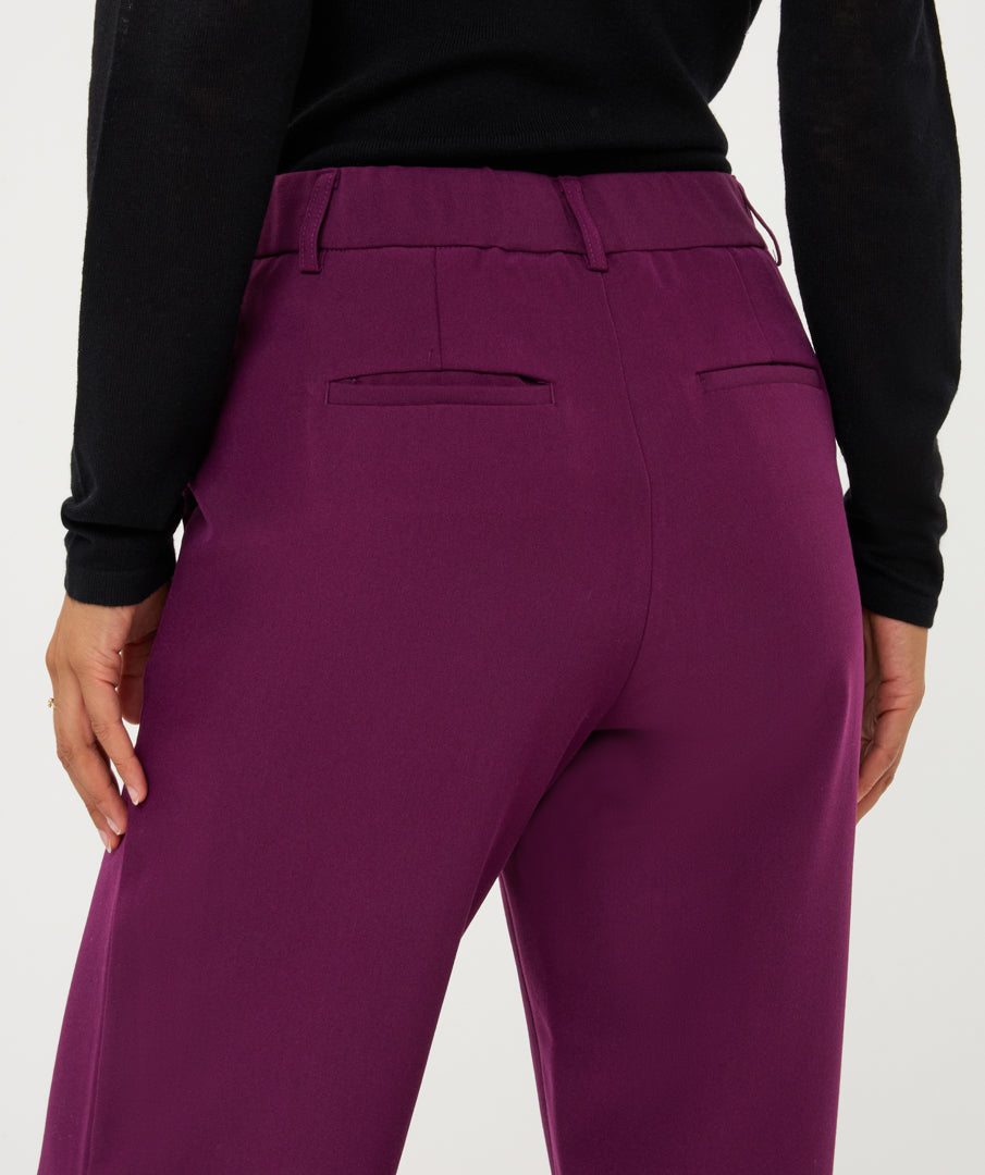 ESQUALO DEBBIE Beetroot Purple Burgundy Wide Leg Trousers
