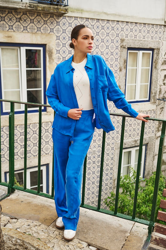 ESQUALO SAPHIRA Silky Cupro Satin Blouse