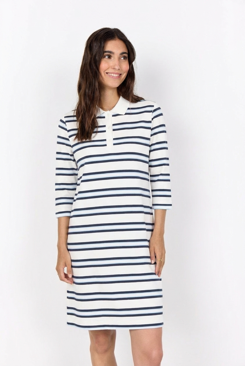 SOYA CONCEPT Brigitte Navy Stripe Polo Dress – Feminine Casual Dress