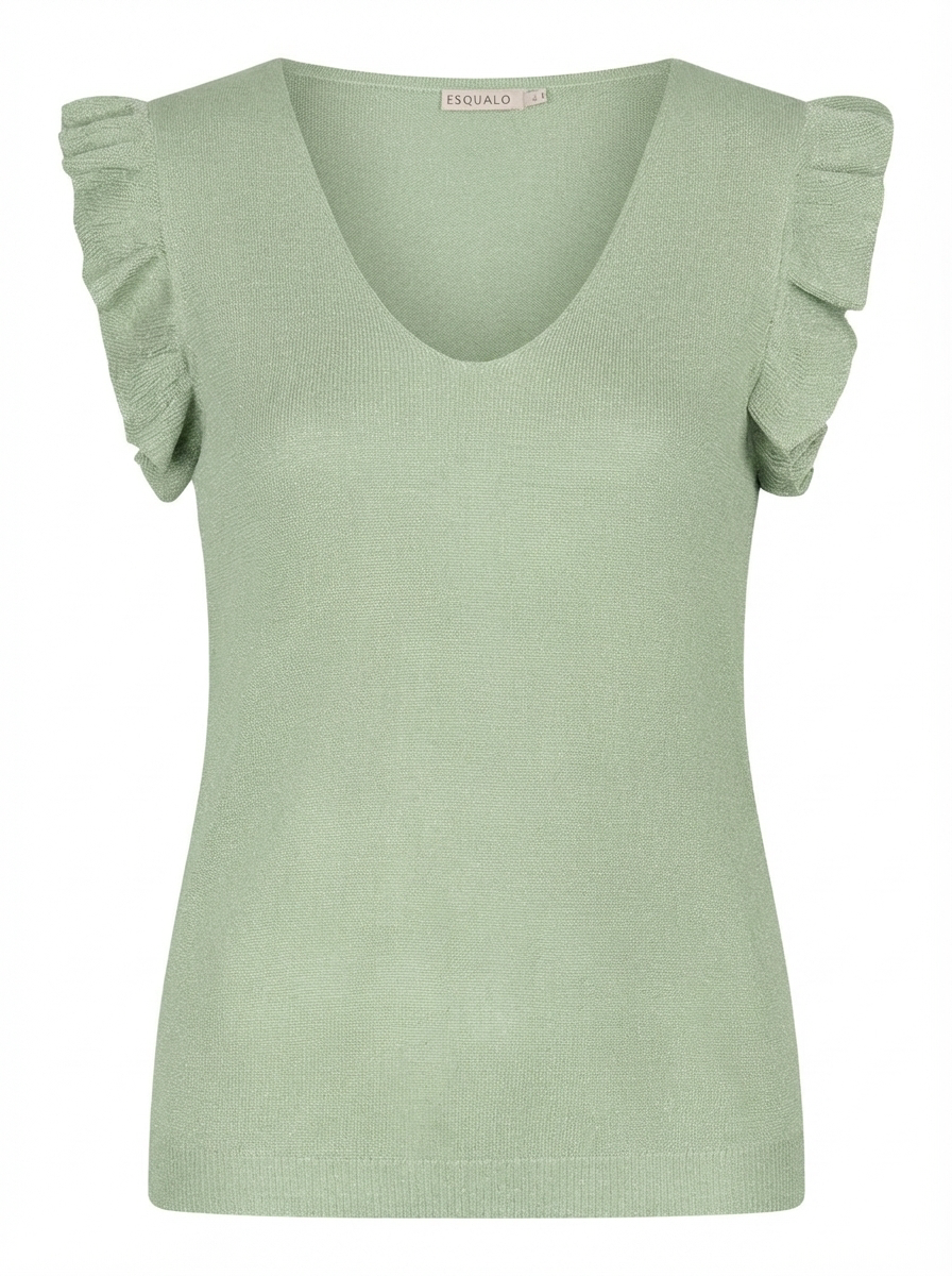 ESQUALO Ella Sage Green Ruffle Knit Cami