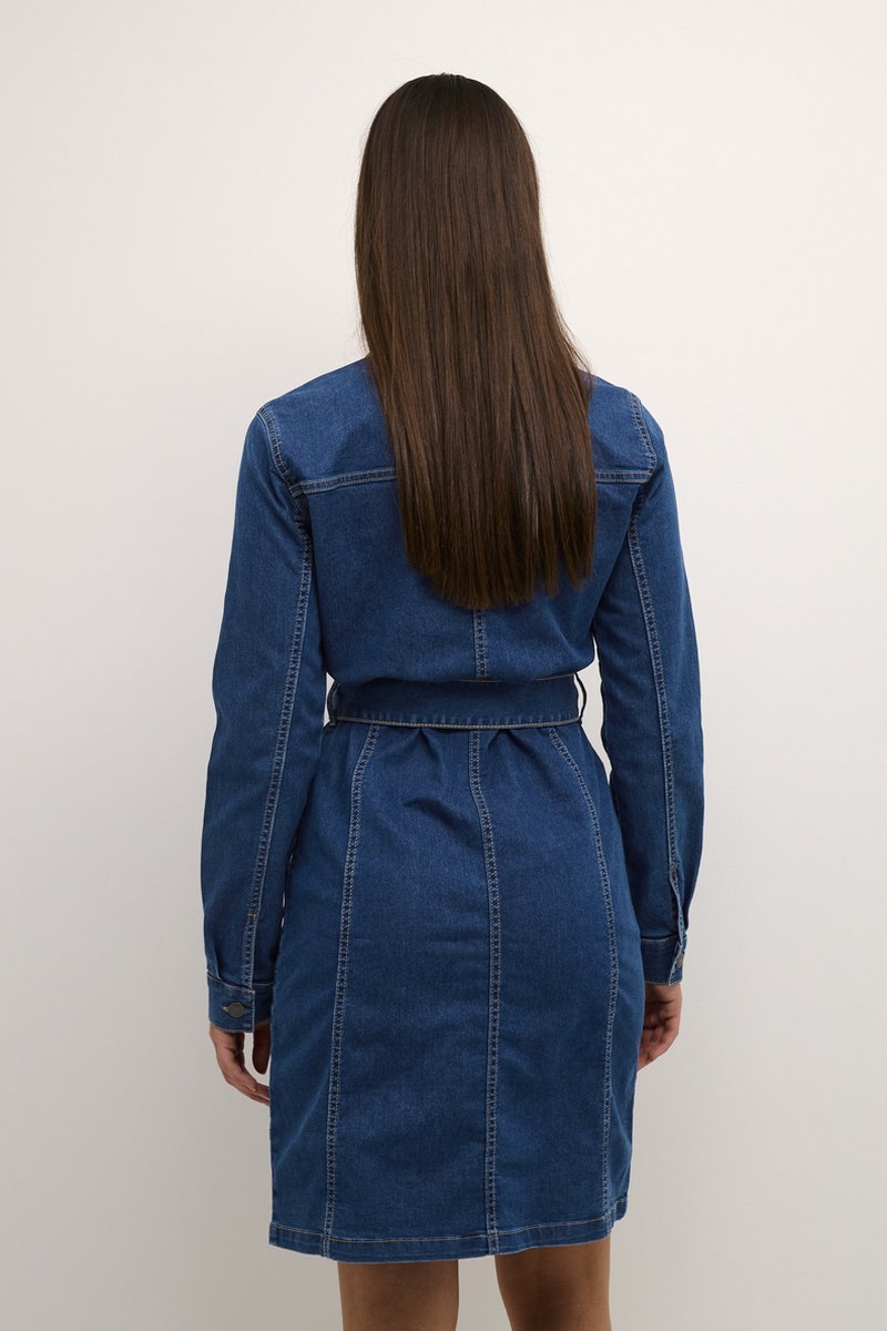 KAFFE Vicky Medium Blue Belted Denim Dress