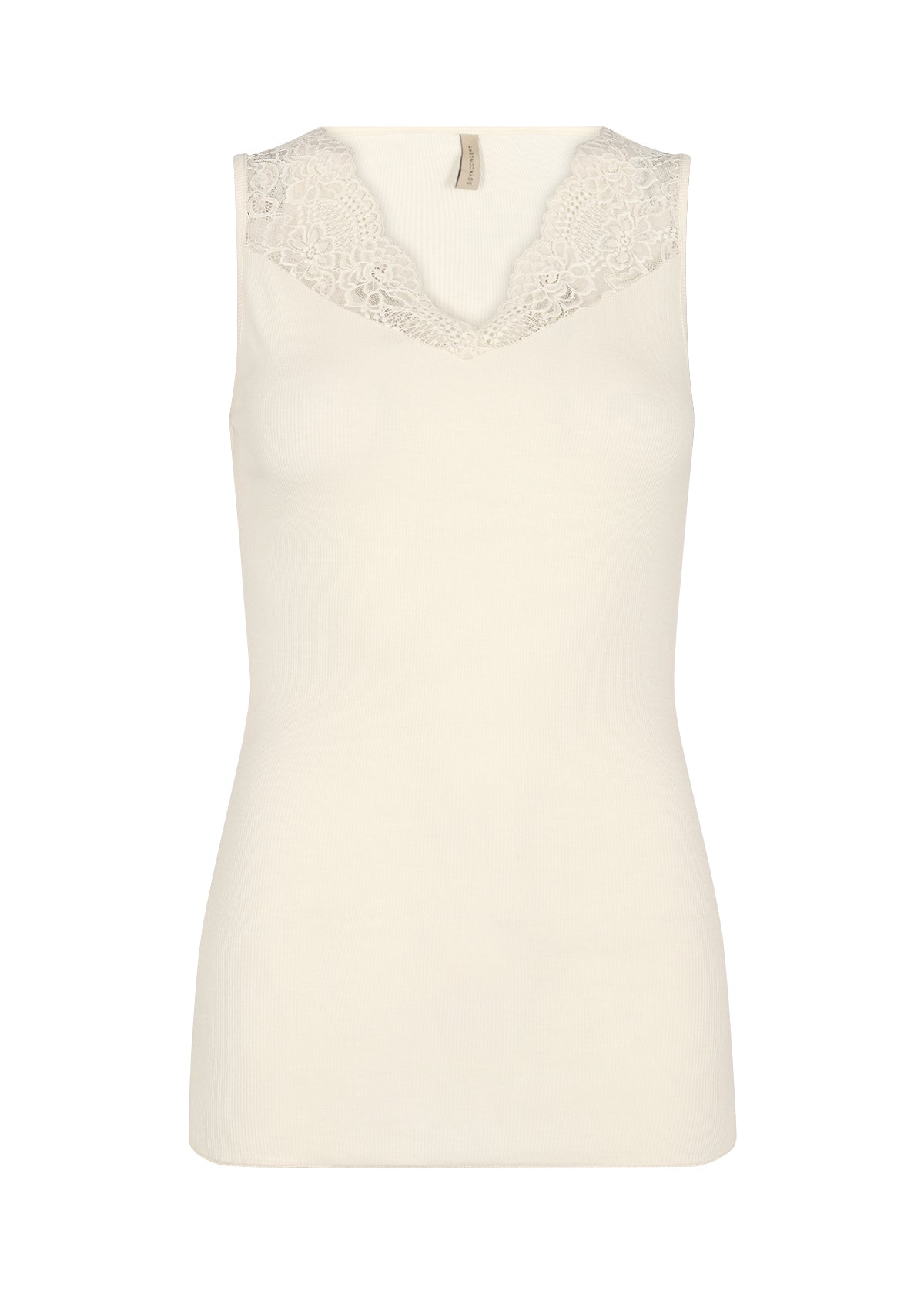 SOYA CONCEPT Ryan 31 Cream Ribbed Lace Collared Camisole
