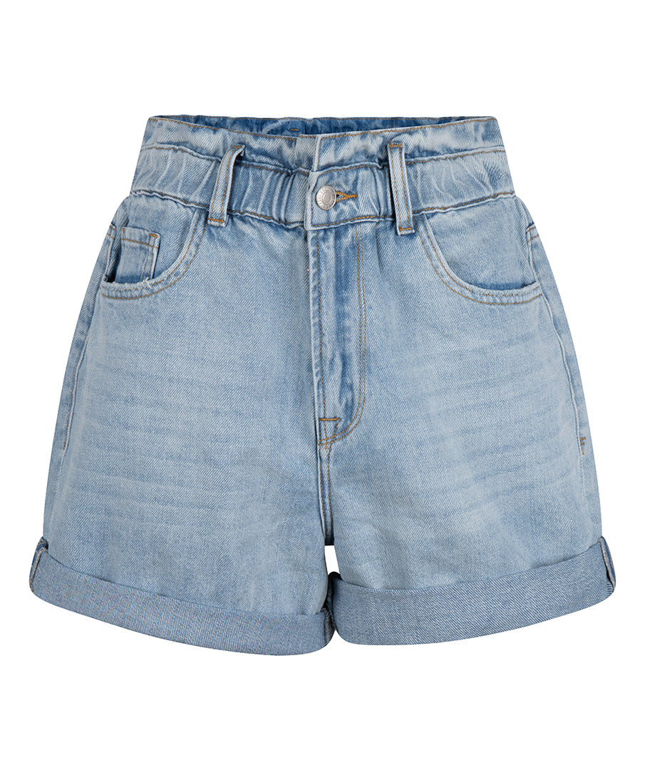 ESQUALO Paperbag Mom Style Denim Jean Shorts