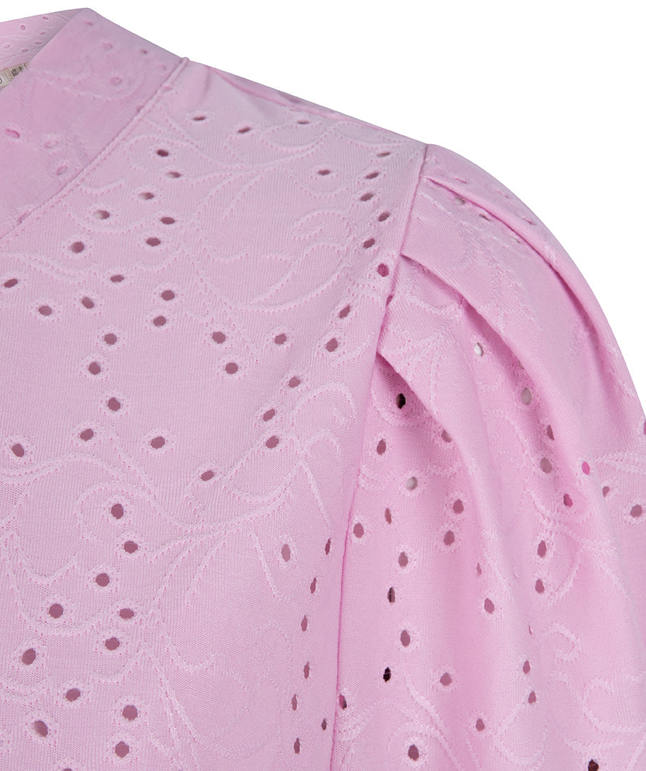 ESQUALO Lilac English Embroidery Shortsleeve Top