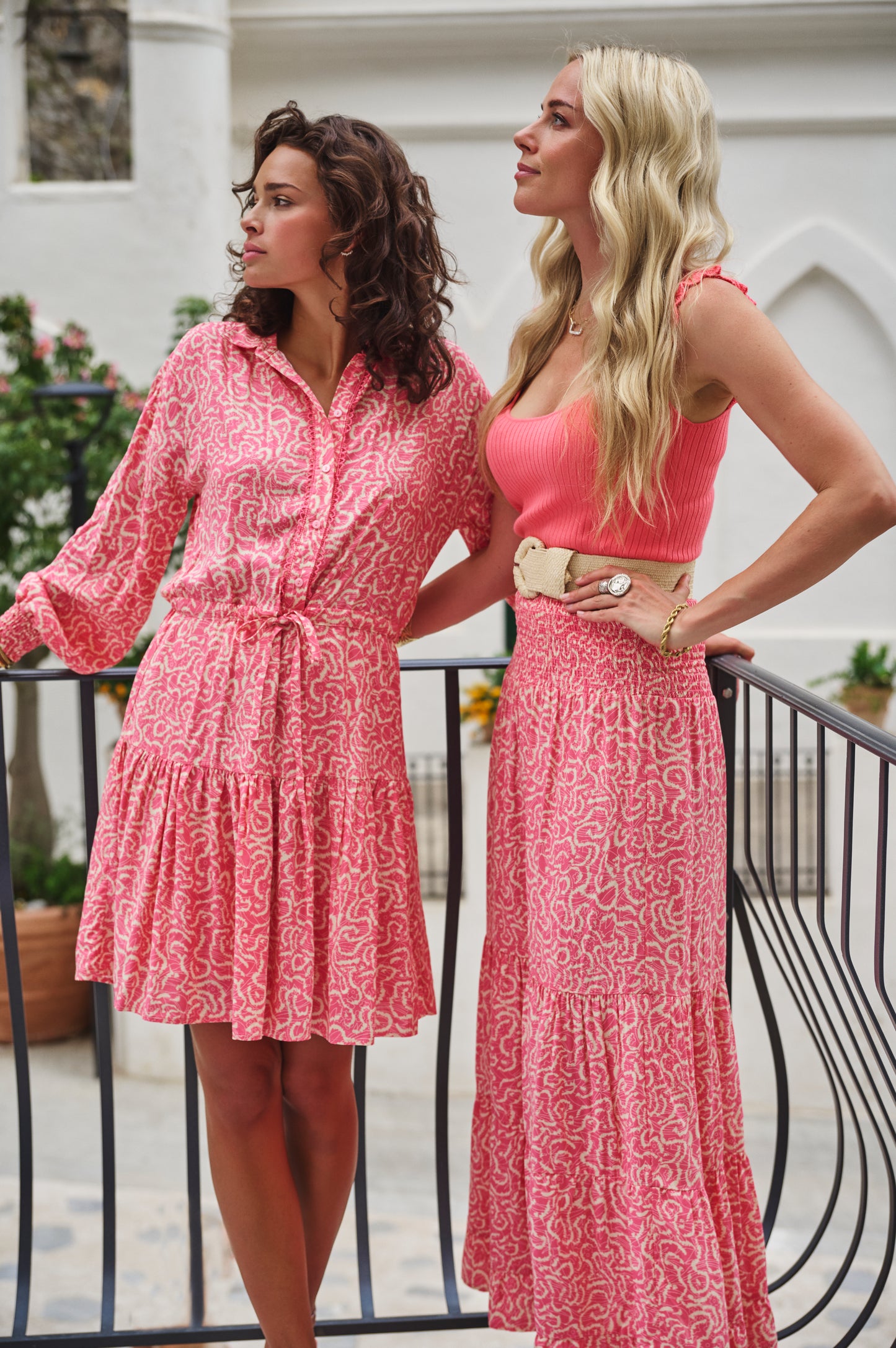 ESQUALO Lace Vibrant Vacay Print Dress